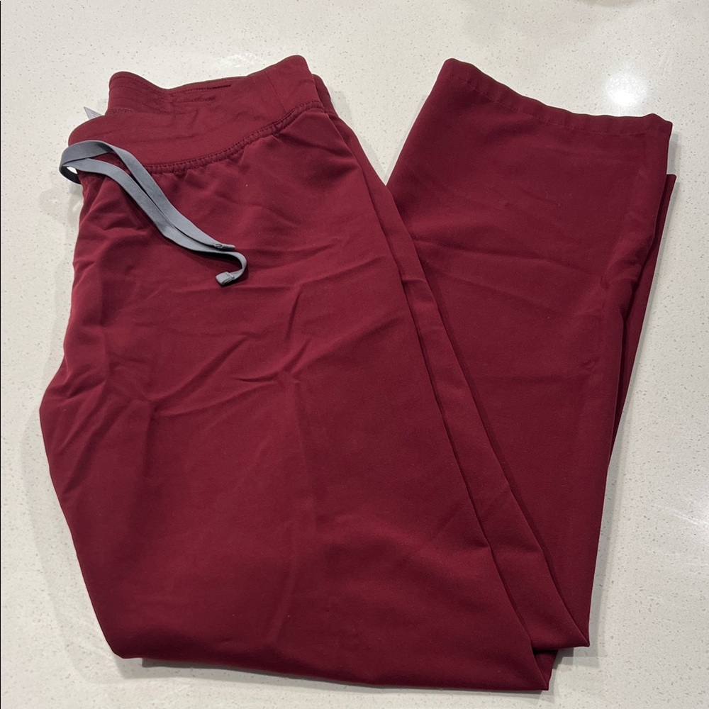 Figs Women’s Maroon Joggers with Gray Drawstring